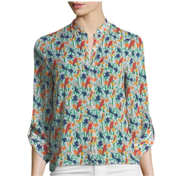 Alice + Olivia Eloise stretch silk printed Blouse - size medium - Picture 2 of 10